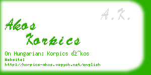 akos korpics business card